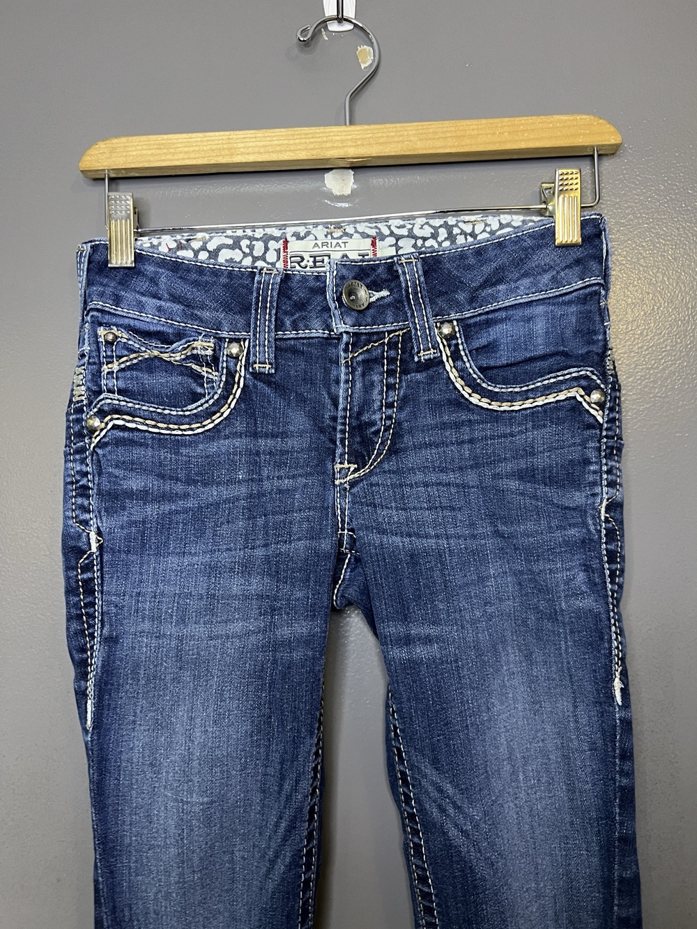 Ariat REAL Jeans Womens 25L Medium Wash Blue Mid Rise Bootcut Stretch Denim